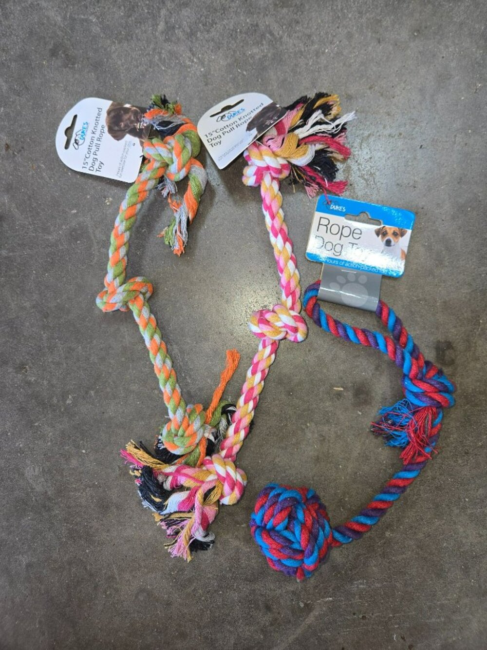 Dukes Pet Knotted Dog Pull Rope Toy 3 Pack Set